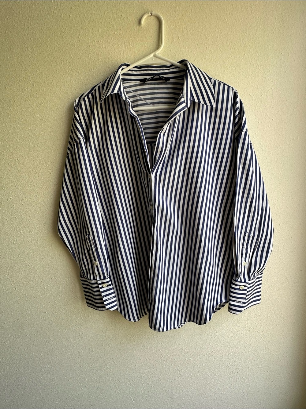 ZARA Striped Oversized Button Down Shirt - Blue & White - Small